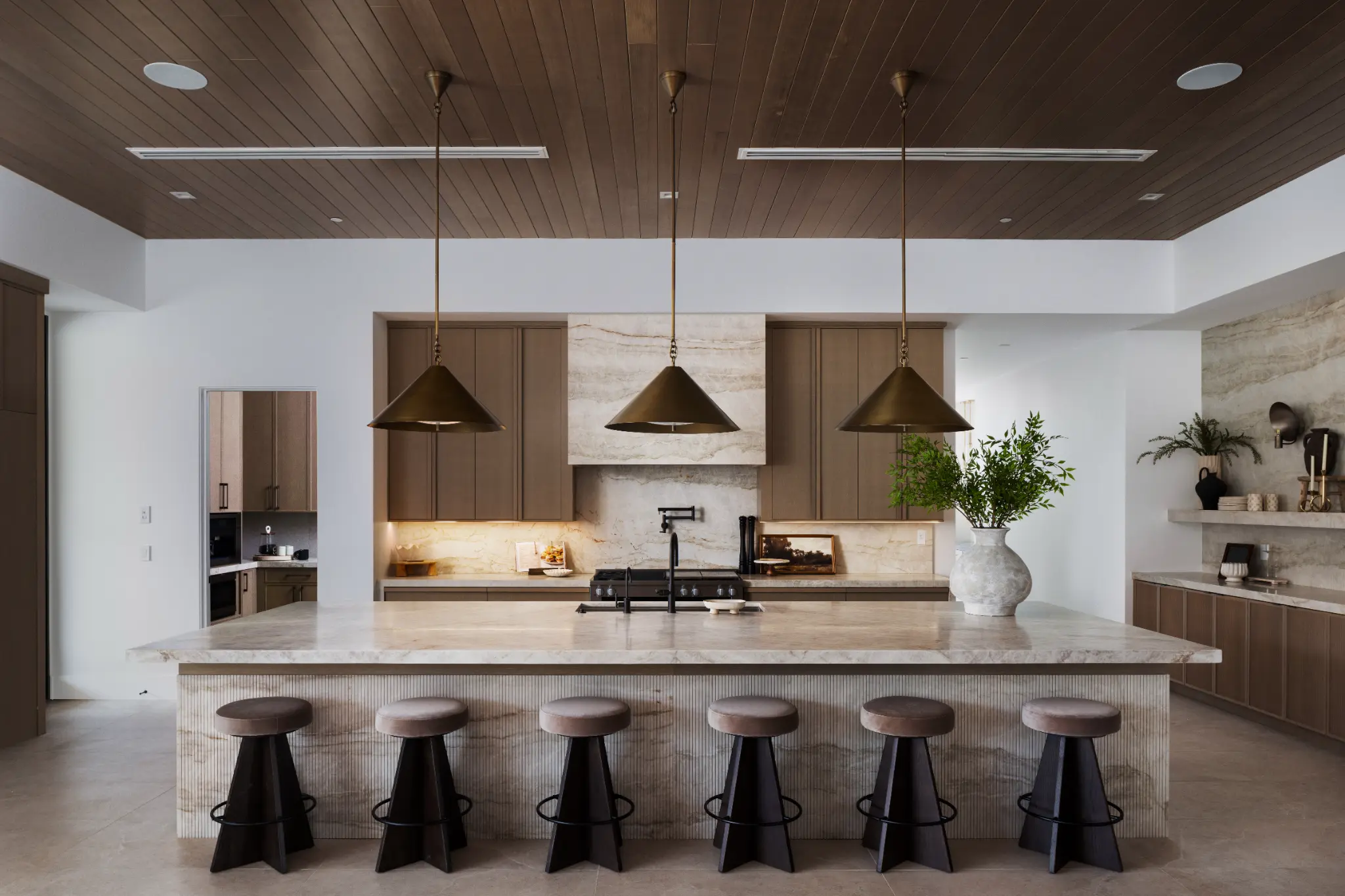 Luxury kitchen with stone island at Indian Bend Estate