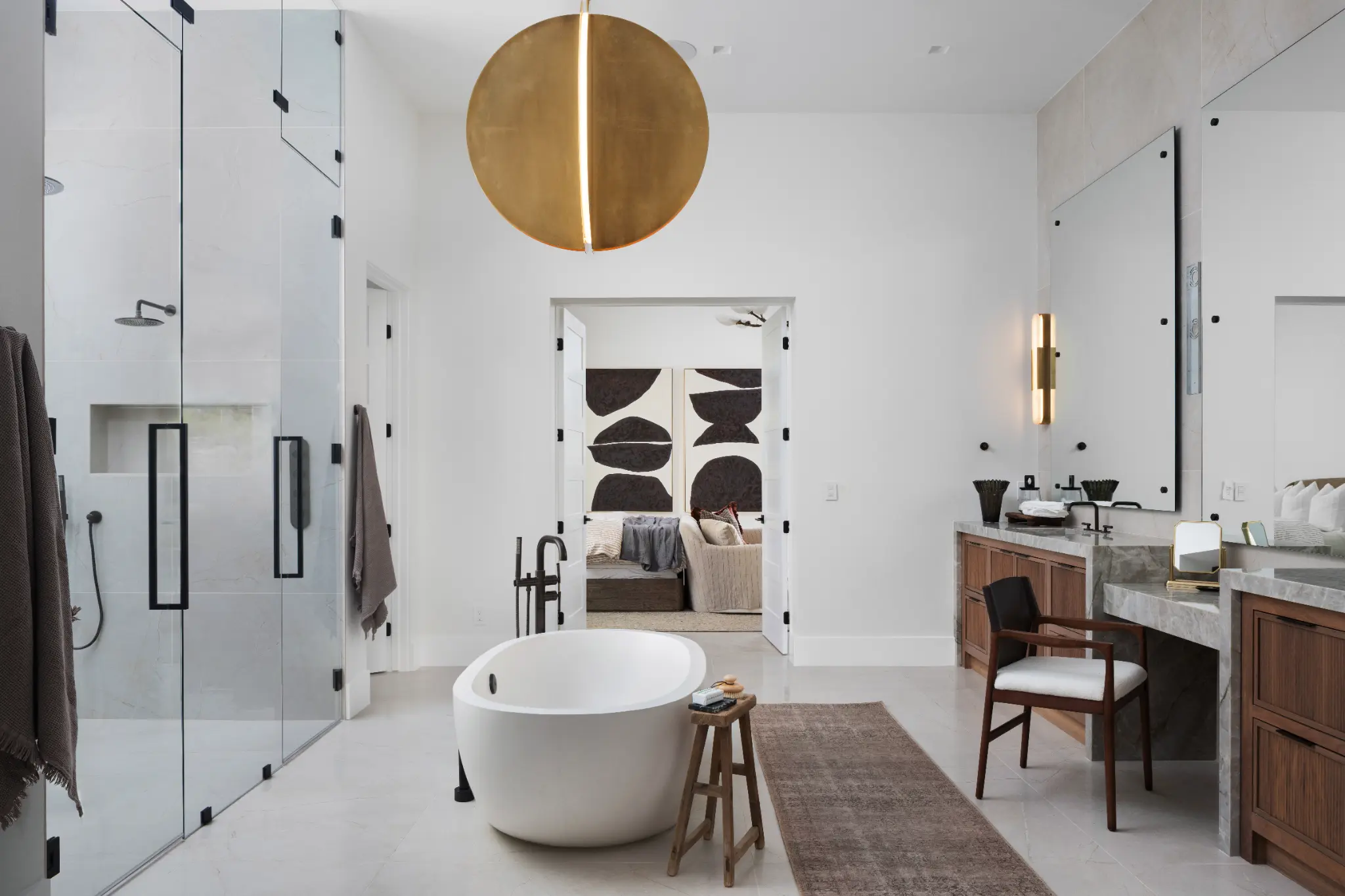 Primary bathroom with freestanding tub at Indian Bend Estate
