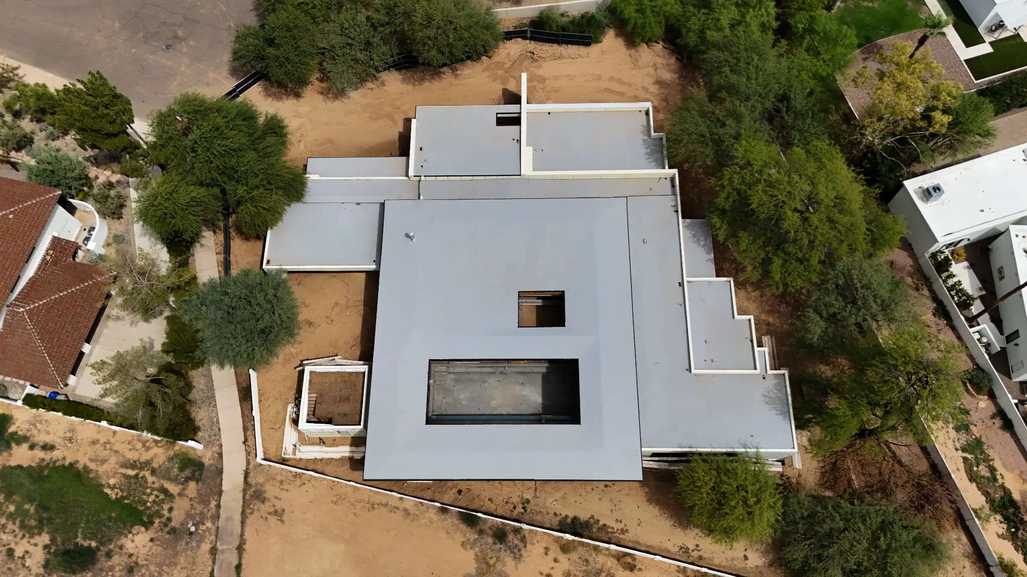 Aerial construction progress view of Sanna Street Estate in Paradise Valley