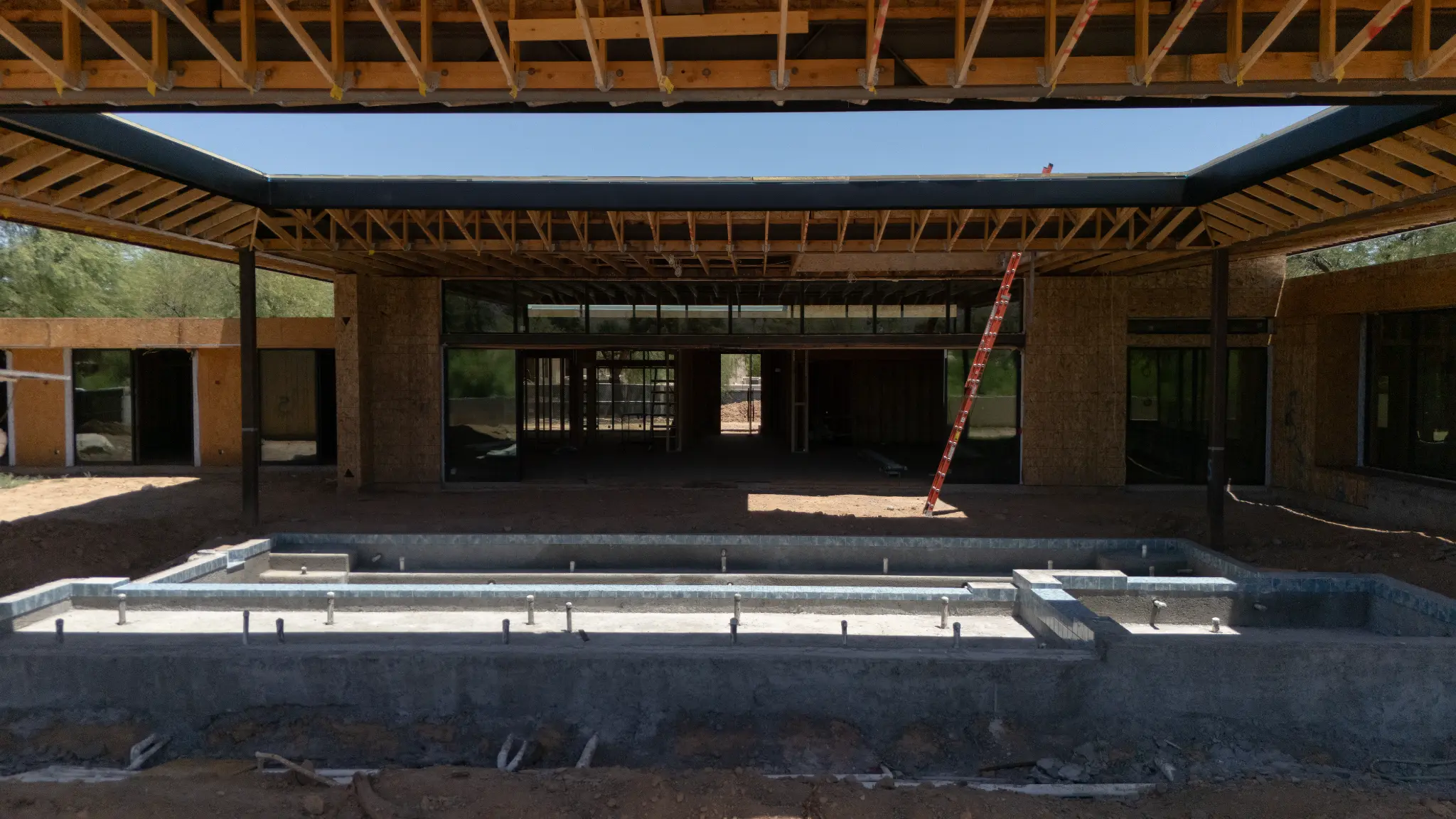 Pool construction progress at Sanna Street Estate in Paradise Valley