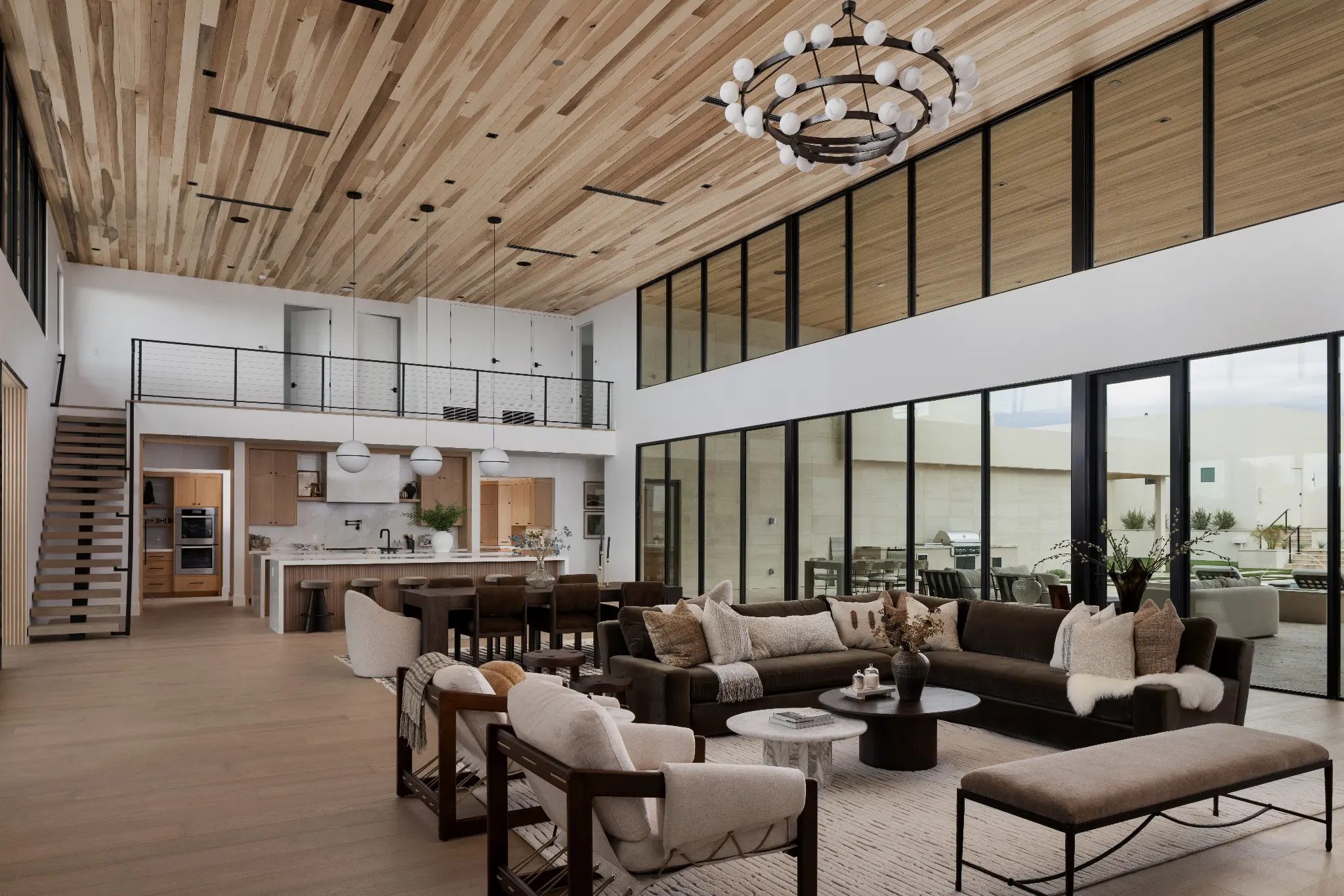 Open living and kitchen great room at Wethersfield Estate